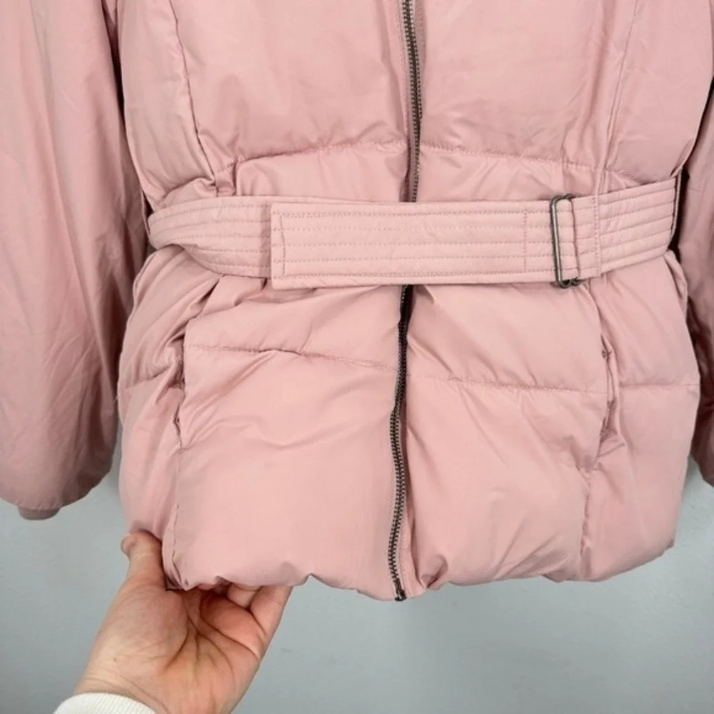 Abercrombie Kids Girls Pink Puffer Coat Belted‎ Hooded Winter Size 14